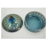 Vintage Indiana Glass Princess Blue Carnival Glass Candy Dish