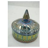 Vintage Indiana Glass Princess Blue Carnival Glass Candy Dish