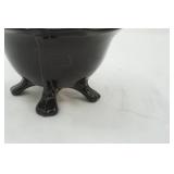 Vintage L.E. Smith Mt. Pleasant Black Amethyst Glass 3-Footed Serving Bowl