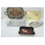 Collection of Vintage Serving Trays and Platters