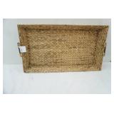 Hand-Woven Rectangular Water Hyacinth Serving Tray/Ottoman Tray