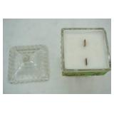Vintage Jeannette Glass "Wedding Box" Clear Pressed Candy Dish Candle: Wild Flower
