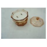 Vintage Indiana Glass Company Pink Depression Glass Octagonal Covered Candy Dish Candle: 6" tall by 5.25"