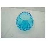 Vintage Party Lite Blue Lagoon Gloe Sphere Glass Vase or Candle Holder