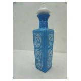 Vintage 1965 Jim Beam "Choice" Blue and White Milk Glass Whiskey Decanter