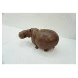 Vintage hand-carved wooden Hippo Sculpture