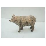 Hand-Carved Folk Art Wooden Pig Figurine
