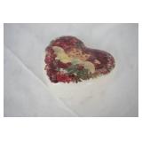 Vintage Teleflora Heart-Shaped Ceramic Trinket Box Featuring Cherubs and a Rose Motif