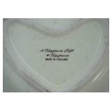 Vintage Teleflora Heart-Shaped Ceramic Trinket Box Featuring Cherubs and a Rose Motif