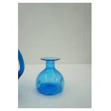 Teal Glass Pitcher, Blue Glass Pitcher, Blue Glass Bud Vase