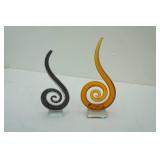 Abstract Hand-Blown Art Glass Sculptures "Ribbon" or "Scrolls"