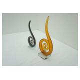 Abstract Hand-Blown Art Glass Sculptures "Ribbon" or "Scrolls"