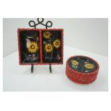 Bella Casa by Ganz Rimmed Stoneware Plates & Divided Serving Tray