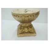 Ornate Polystone Decorative Bowl w/distressed gold finish. 7" diameter by 6.5" tall