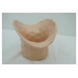 Vintage Rose-Colored Ceramic Cornucopia Vase. 9.75"x6.5x6"