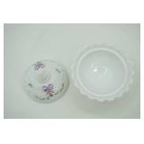 Vintage Westmoreland Milk Glass Lidded Pedestal Candy Dish 7" tall and 5.5"wide