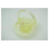 Fenton Topaz Opalescent Pony Basket 3.25"x4"x4.5"