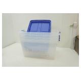 Hefty Clear Storage Totes with Blue Lids and Latching Handles (4ct)