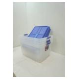 Hefty Clear Storage Totes with Blue Lids and Latching Handles (4ct)