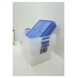 Hefty Clear Storage Totes with Blue Lids and Latching Handles (4ct)