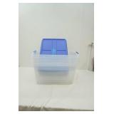 Hefty Clear Storage Totes with Blue Lids and Latching Handles (5ct) 2 totes are missing 1 handle