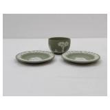 Vintage Wedgwood Jasperware Matte Stoneware Small Footed Bowl and 2 Trinket Trays