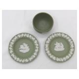 Vintage Wedgwood Jasperware Matte Stoneware Small Footed Bowl and 2 Trinket Trays