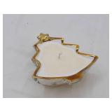 Vintage Indiana Glass "Holiday Gold" Christmas Tree w/Gilded Edge Candle: Woodland Snow