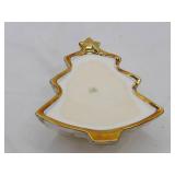 Vintage Indiana Glass "Holiday Gold" Christmas Tree w/Gilded Edge Candle: Woodland Snow