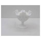 Vintage Fenton Milk Glass Compote Candle: Christmas Hearth