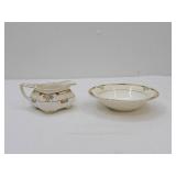 Vintage W.H. Grindley & Co. "Sheraton Ivory" Gravy Boat and Bowl Underplate Set. Ironstone Earthenware