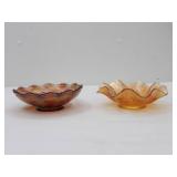Vintage Dugan Carnival Glass "Apple Blossom" Bowl; Vintage Fenton Carnival Glass Bow
