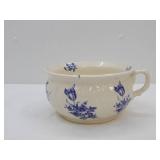 Antique/Vintage Ironstone Chamber Pot. Blue Floral Transferware Pattern.