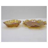 Vintage Indiana Glass Company Iridescent Marigold Carnival Glass Hostess Plate, Indiana Glass Marigold Berry Leaf Dish Bowl
