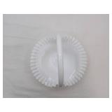 Fenton Hobnail Milk Glass Bride Basket with a Ruffled Edge
