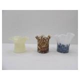 Vintage Fenton Ruffled Edge Vase and 2 Handkerchief Style Vases