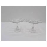 Vintage Etched "Canterbury" Style Compotes 5.25" tall
