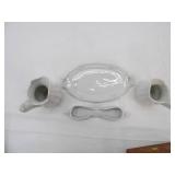 Vintage Redcliff Ironstone Tray, Ironstone Small Pitcher/Creamer, Maryland China Utensil Caddy