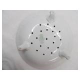 Vintage Semi Porcelain Footed Strainer Plate, Johnson Bros England Covered Casserole, Royal Ironstone Casserole
