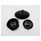 Arcoro? Black Shell Bowls, Indiana Glass? Diamond point Black Butter Dish