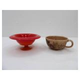 Vintage Red Orange Ombre Compote Bowl, Vintage McCoy Pottery Soup Bowl