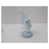 Satin Glass Bird Figurine-Hand-painted; White Glass Dove Figurine-cobalt blue eyes and swirl-hand-blown; Vintage Snuggling Cats-Bone China signed w/tag George Good