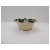 East Texas Pottery Green Spongeware Ruffled Edge Bowl