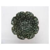 East Texas Pottery Green Spongeware Ruffled Edge Bowl