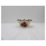 East Texas Pottery Green Spongeware Ruffled Edge Bowl