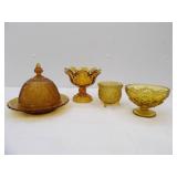 Collection of Vintage Amber Glass Pieces