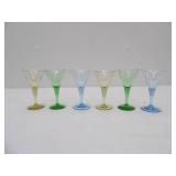 Set of 6 Colorful Glass Cordial Glasses