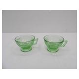 Vintage Green Depression Glass Tea Cups