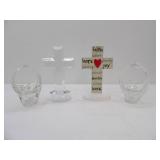 Murano-Style Glass baskets, 10" Glass Cross, and Family Oriented Cross