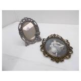 Vintage Silver Toned Oval Metal Cherub Picture Frame, Vintage Ornate Brass Framed Print "Miss Murray" (reproduction)